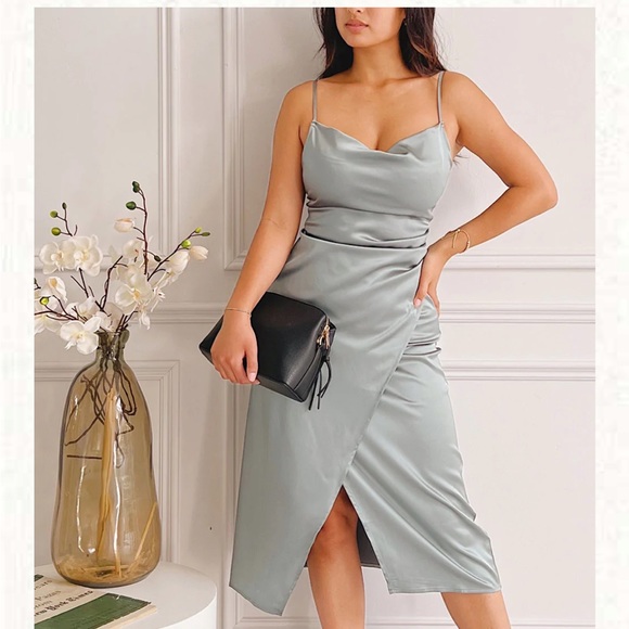 Chloe Midi Satin Dress - Picture 3 of 4